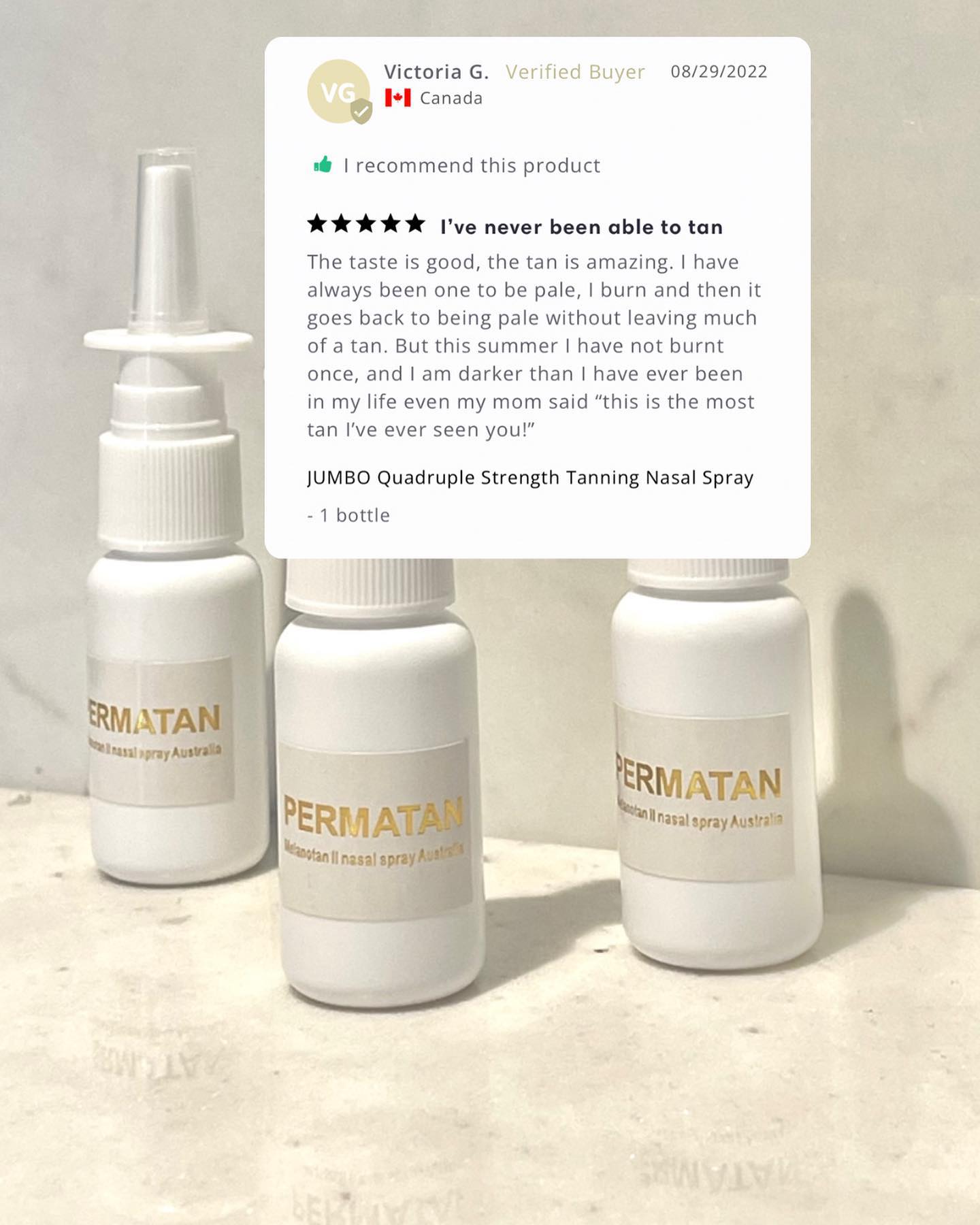 HAPPY CUSTOMERS ✨💌 Permatan is the perfect solution for those who want a filter-like complexion but are short on time. Simply use the spray or drops and go about your life as