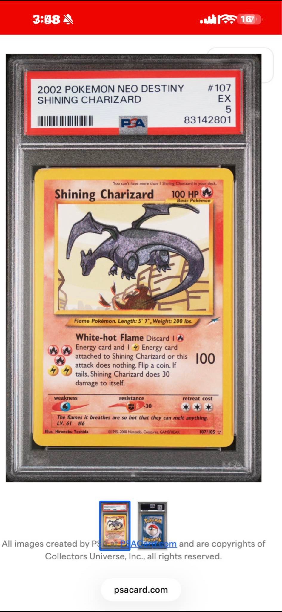 2002 shining charizard pokémon card Neo Destiny 107/105 BGS 9.5 – TBC Games Pokemon - Shining Charizard (107)