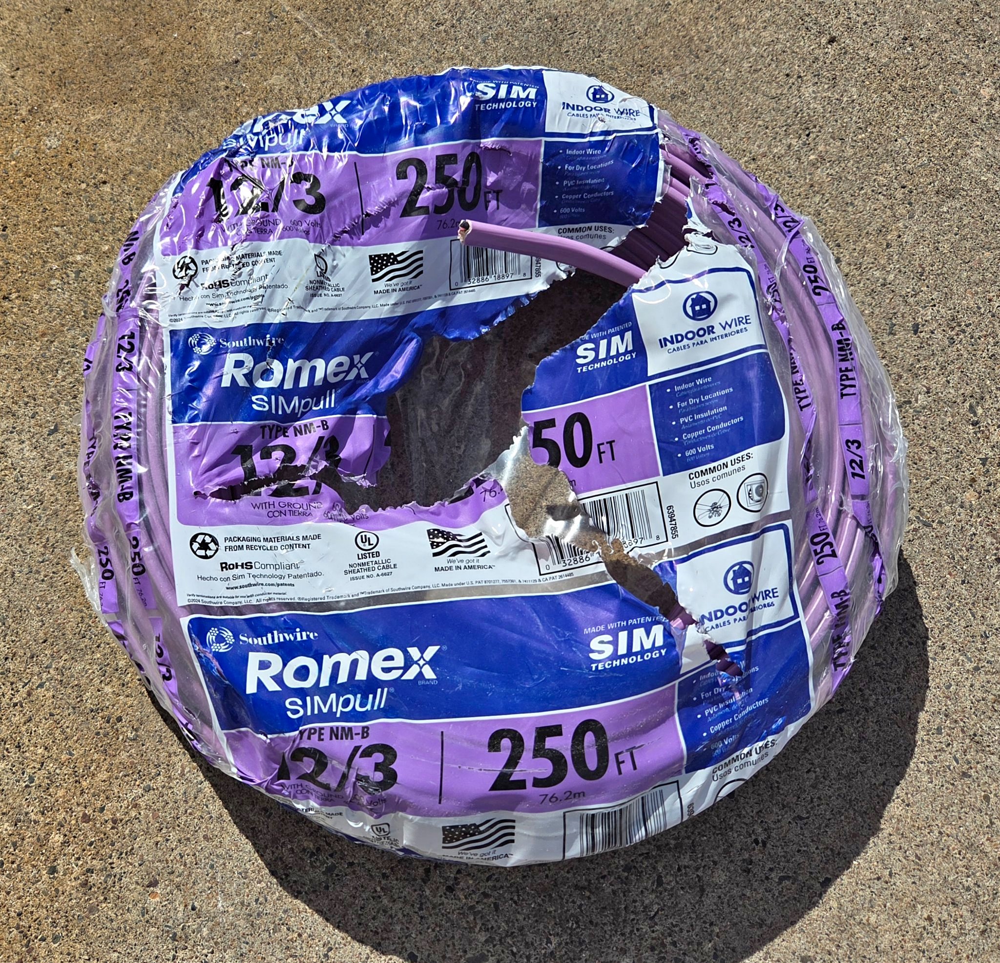 Romex Type NM-B 12/3 wire - Cables & Adapters - Isanti, Minnesota ...