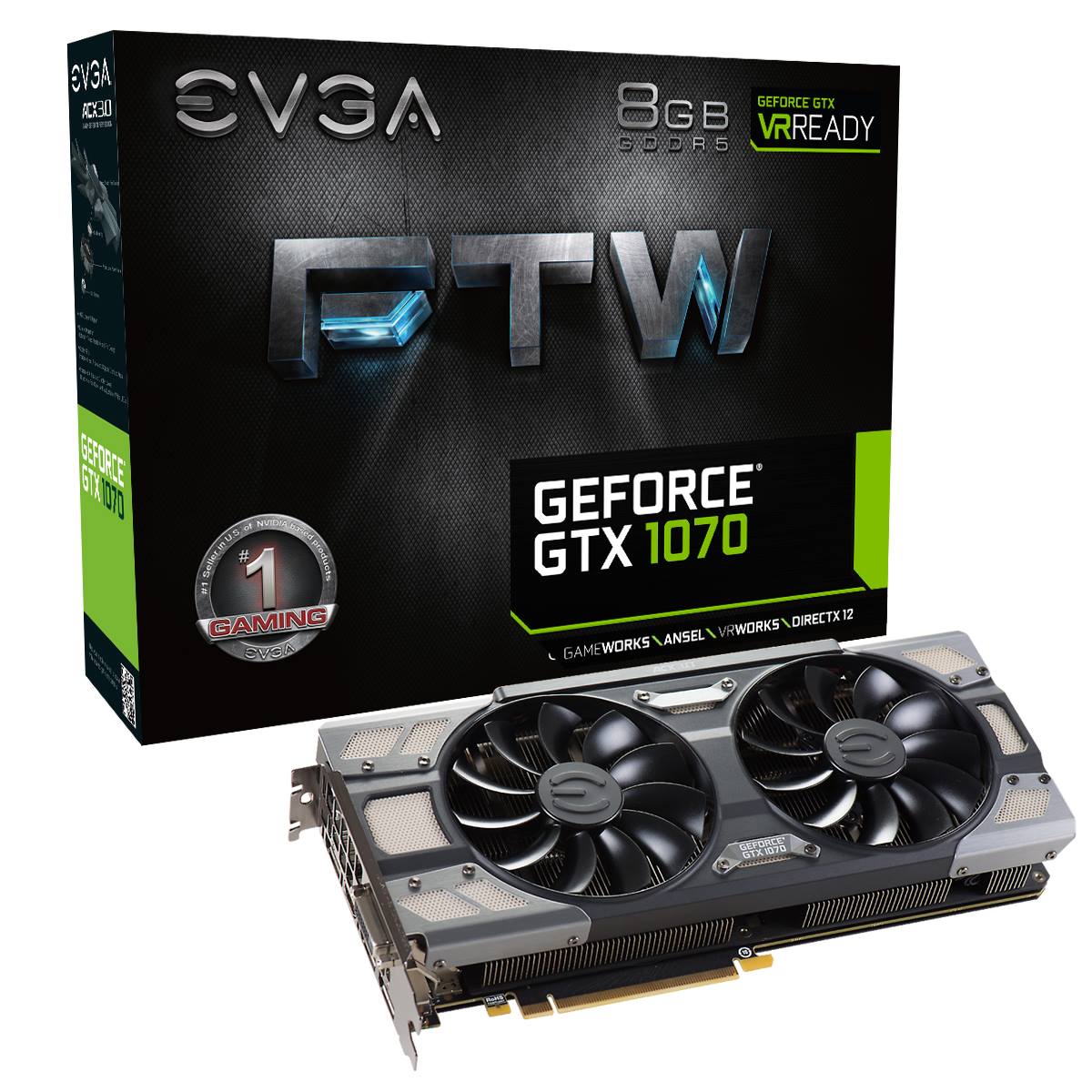 EVGA GeForce GTX 1070 FTW GAMING 8GB GDDR5 (08G-P4-6276-KR 