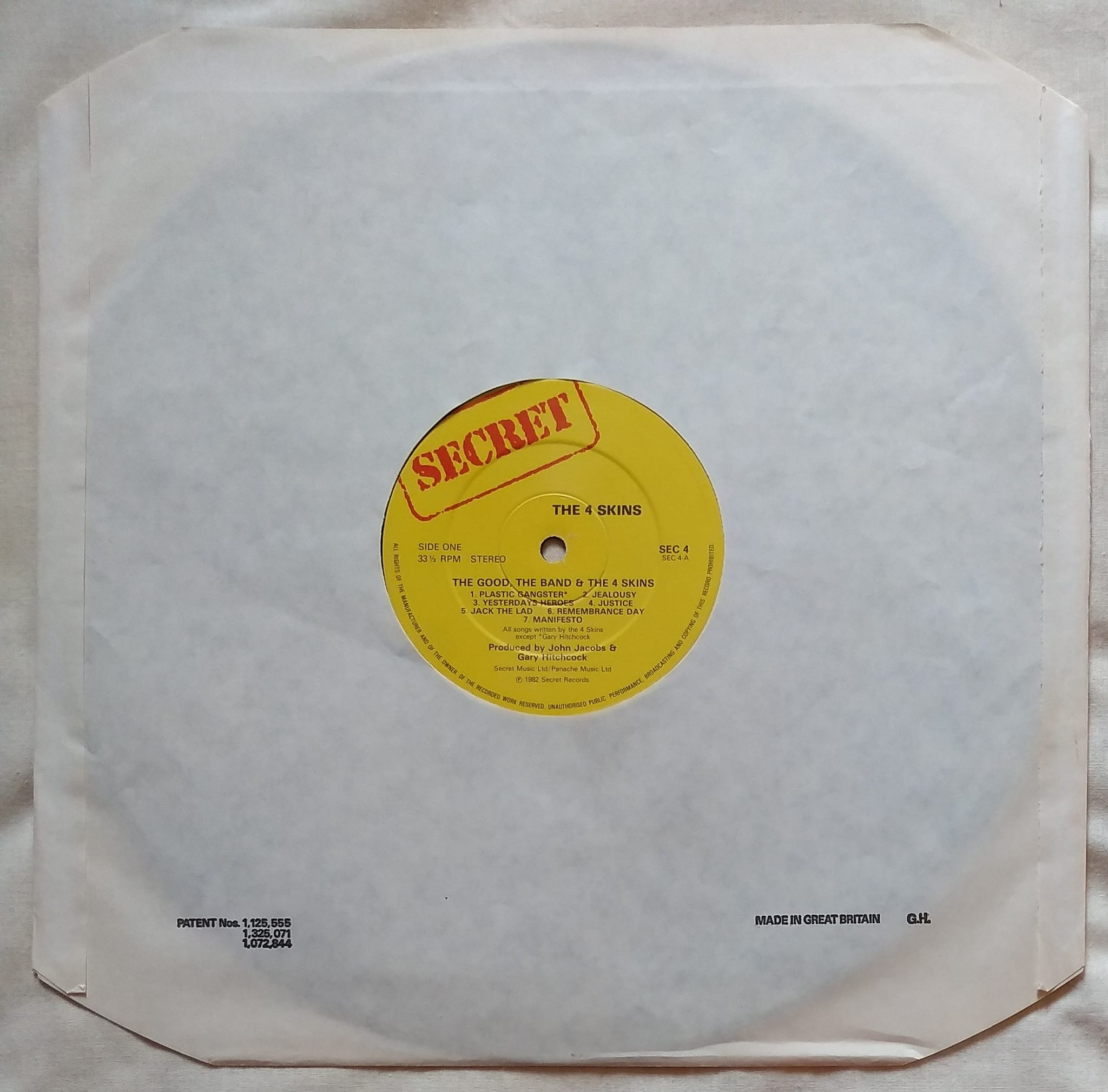Rare 4 Skins debut LP with printing mistakes