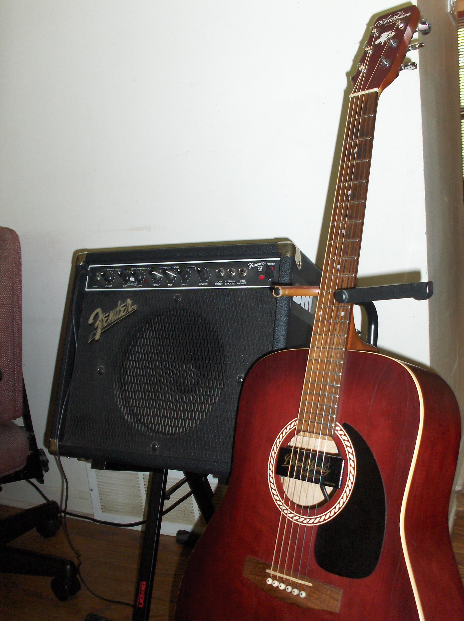 Here's my A&L Folk Wild Cherry. It's been with me through