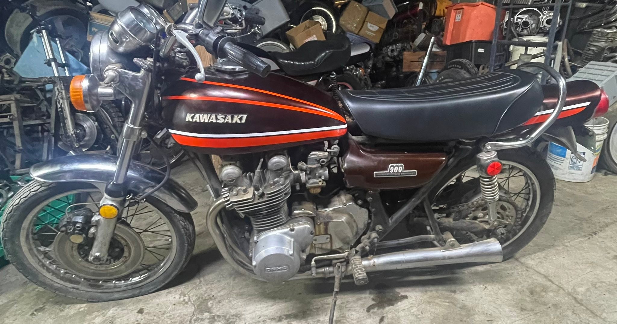 Restored 1974 Kawasaki Z1 900 motorcycle