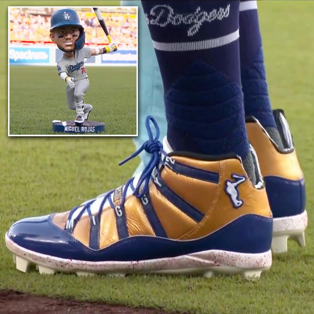 Miguel Rojas wore custom Jordan cleats on his bobblehead night and