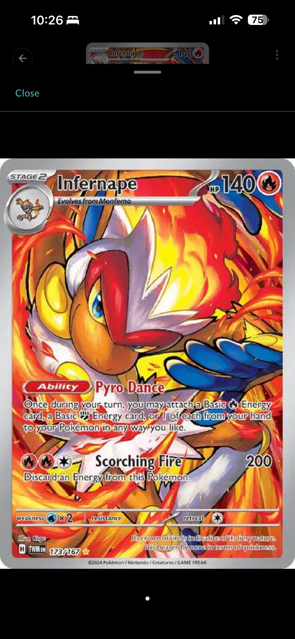 infernape pokemon card value  173/167  Twilight Masquerade  Illustration Rare  Full Art  Alternate : Toys & Games Stock image Infernape cards  TCG Collector