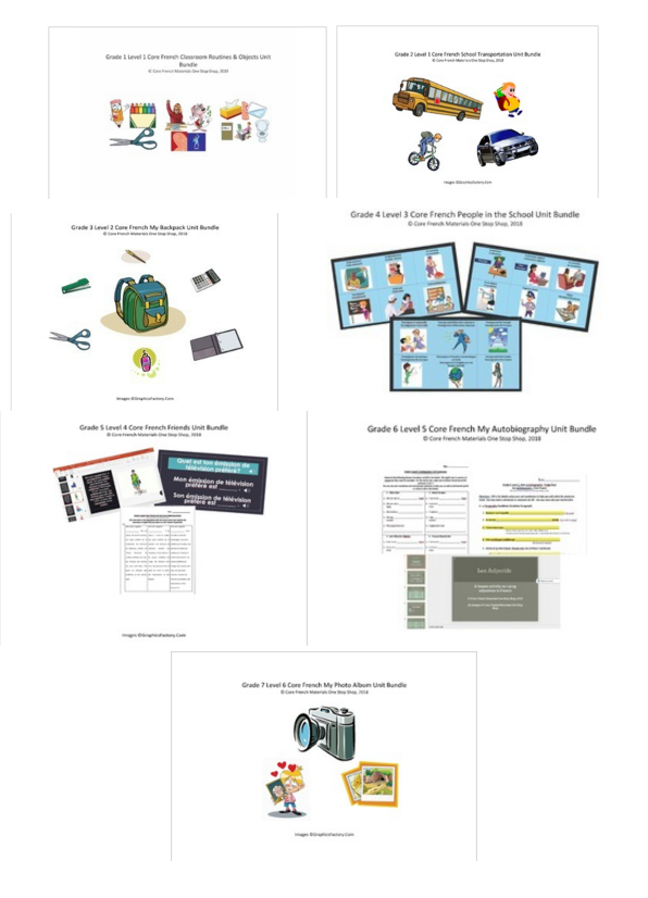 Grade 1-7 Unit 1 all updated... - Core French One Stop Shop | Facebook