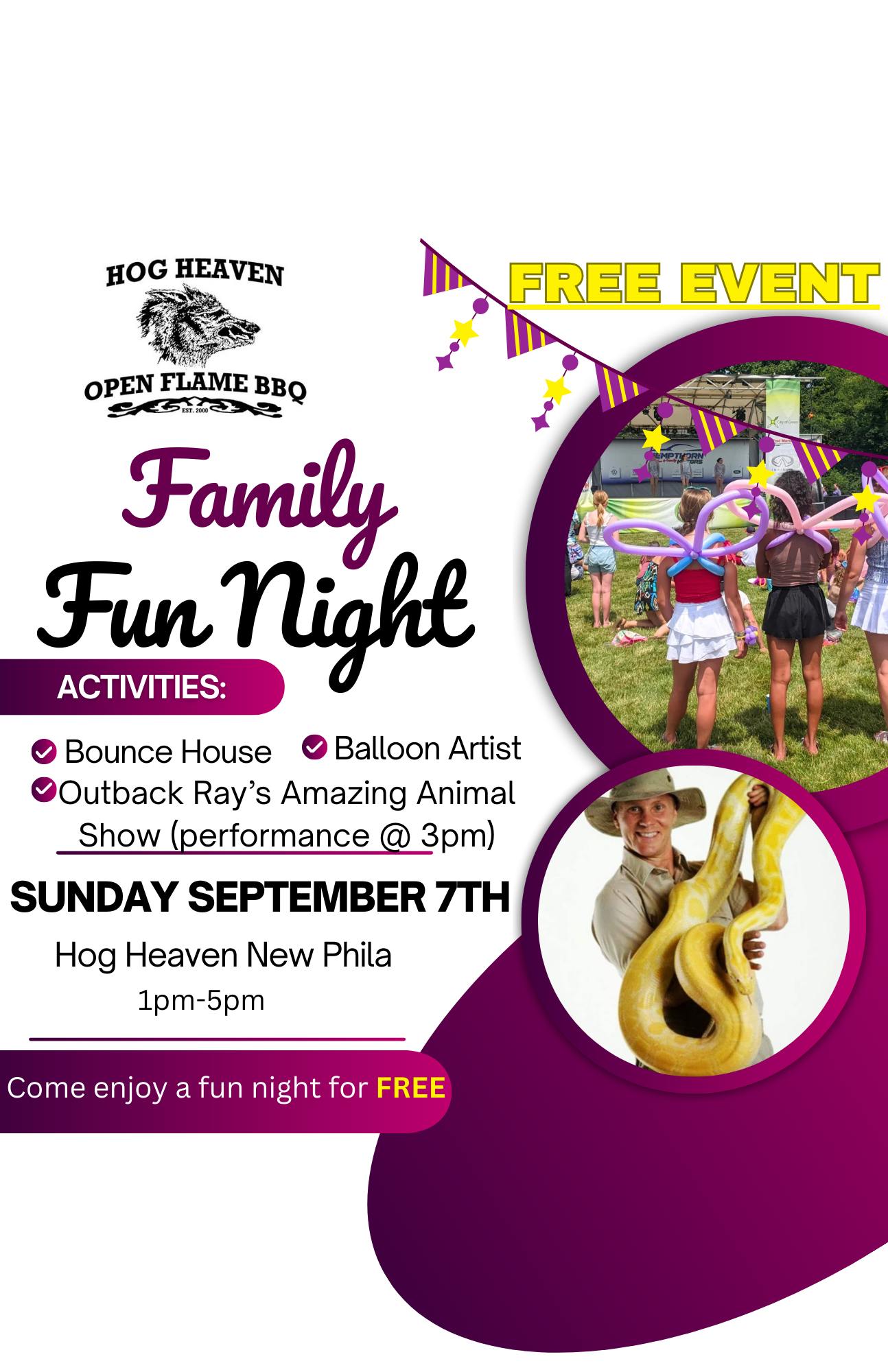 Family Fun with inflatables and an amazing Animal Show by Outback Ray!!!