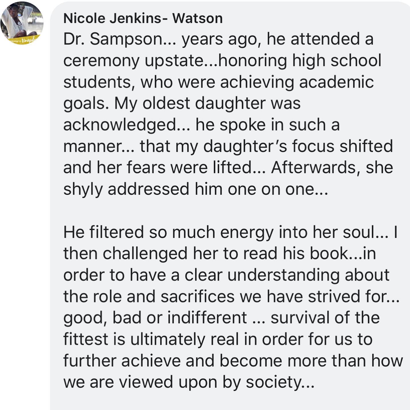 It is messages like this one that... - Dr Sampson Davis