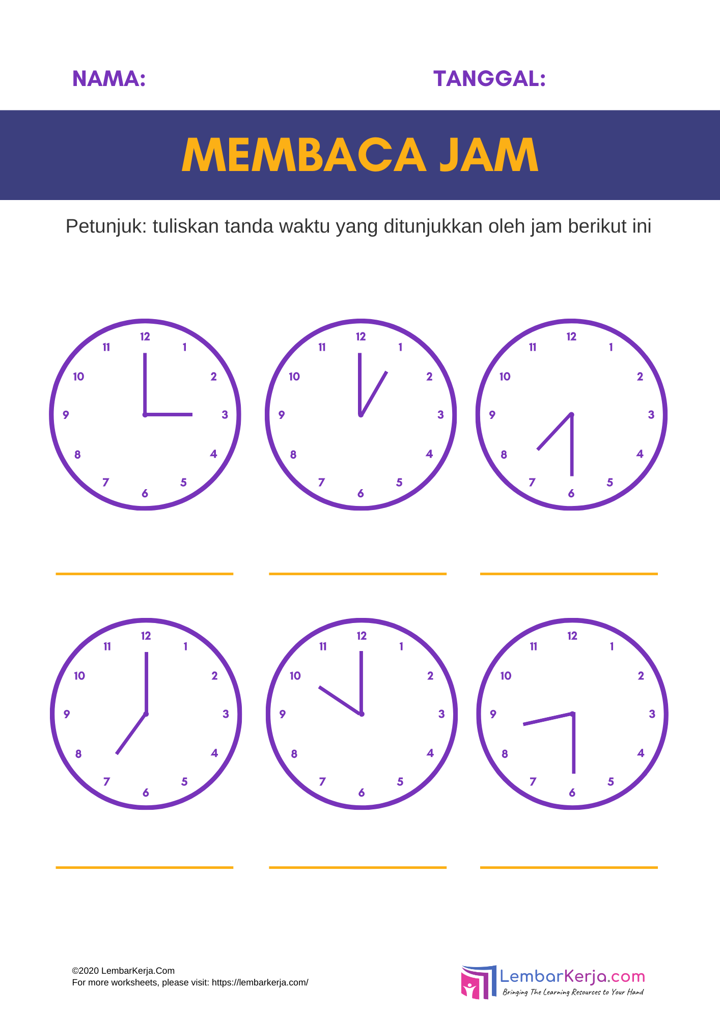 Membaca jam kelas 2 SD