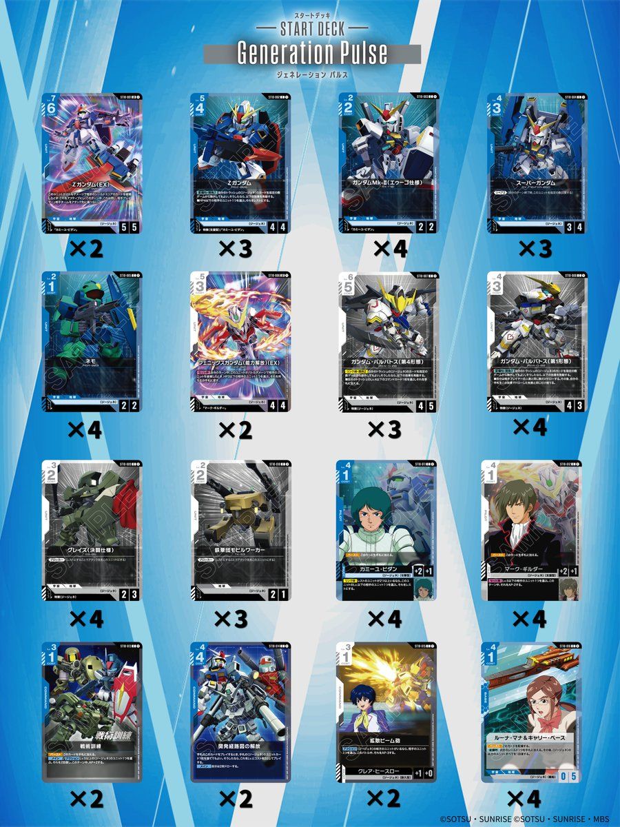 Gundam Card Game 『Generation Pulse [ST10]』Deck List 27th June