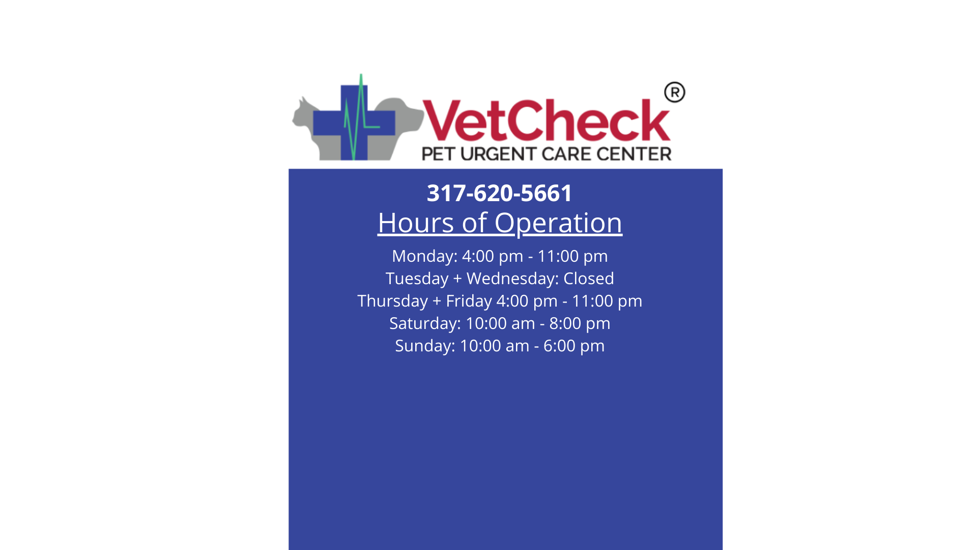 VetCheck Pet Urgent Care Center - Carmel | Carmel IN