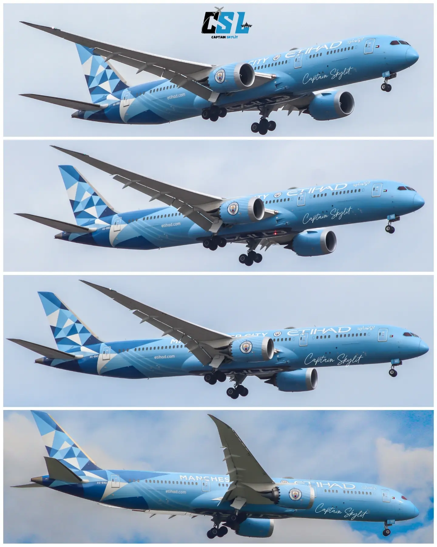 Etihad Airways Boeing 787-9 Dreamliner with Manchester City livery