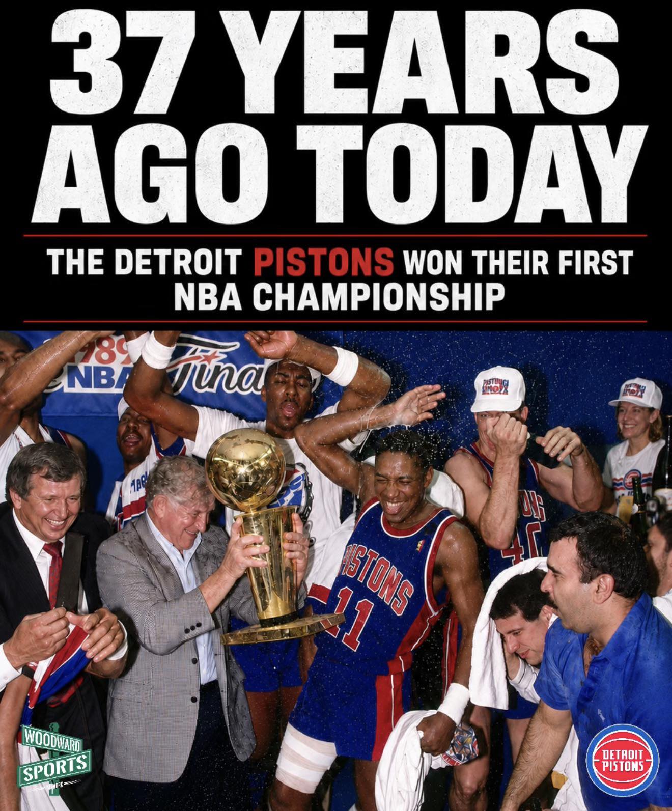 37 YEARS AGO TODAY: The Detroit Pistons won their FIRST NBA 