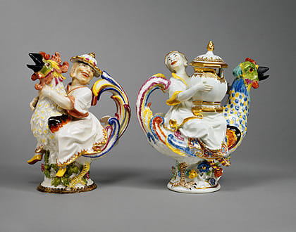 Meissen porcelain cruet and mustard pot by Johann Joachim Kandler