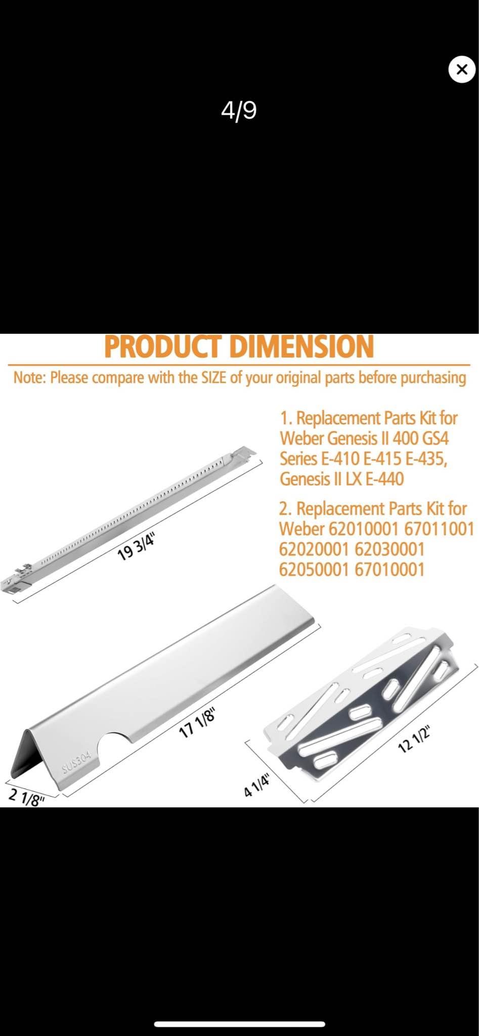 Grill replacement parts for weber genesis ii barbecues grills