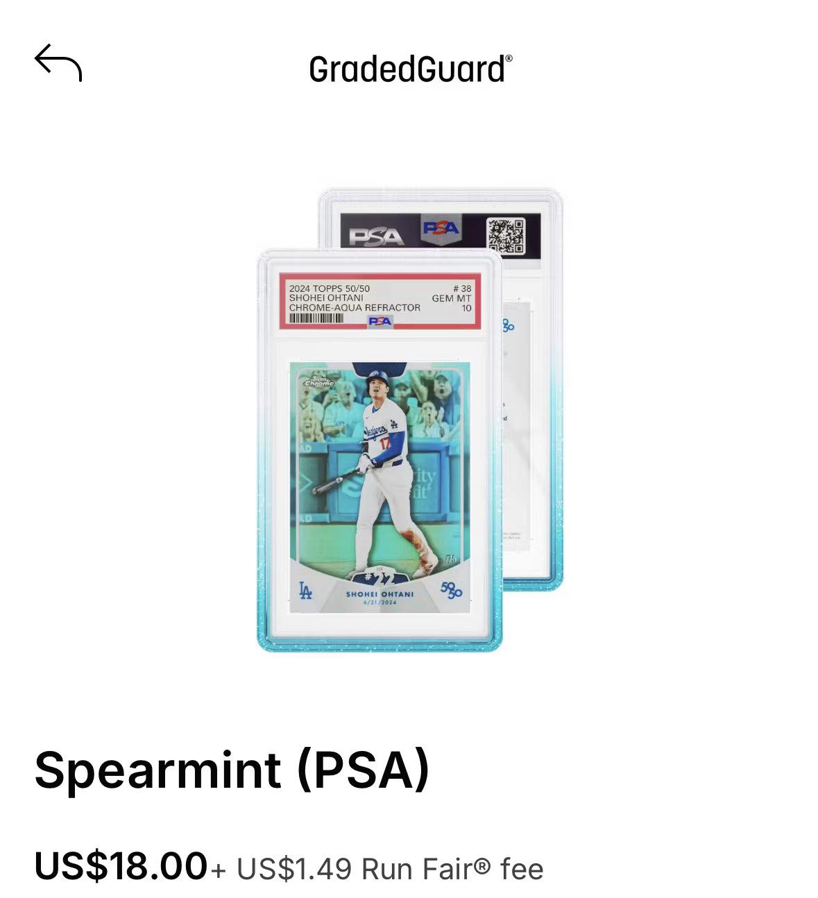 Limited edition spearmint GradedGuard for sale