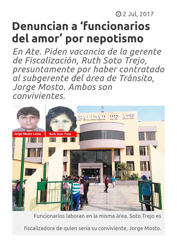 Diario Uno Perú - [LOCALES] DENUNCIAN CASO DE NEPOTISMO EN LA ...