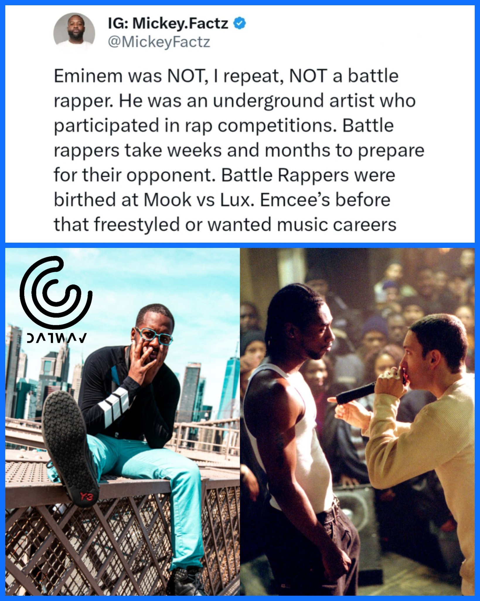DatWAV - Mickey Factz says Eminem was never a battle rapper 🤧 | Facebook