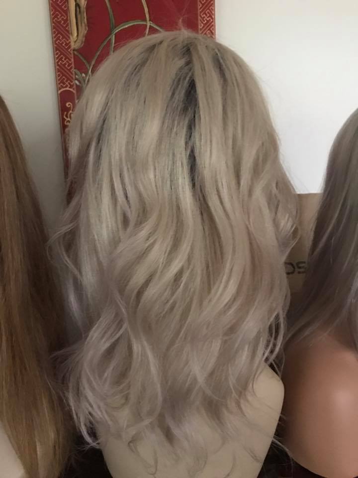 Wig ash blonde ombré 100% Brazilian human hair wig lace frontal ...