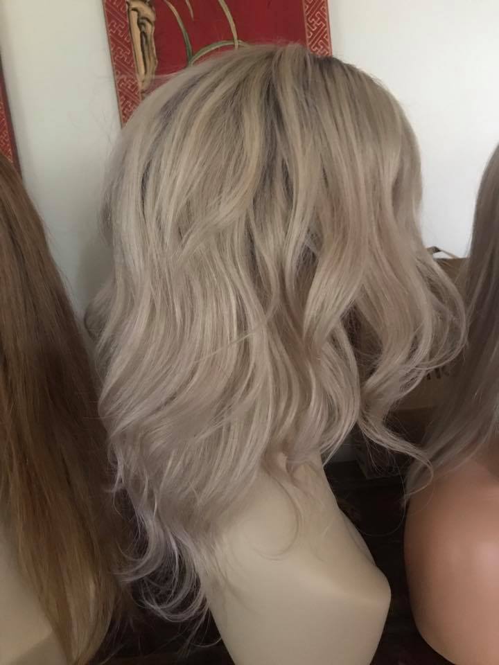 Wig ash blonde ombré 100% Brazilian human hair wig lace frontal ...