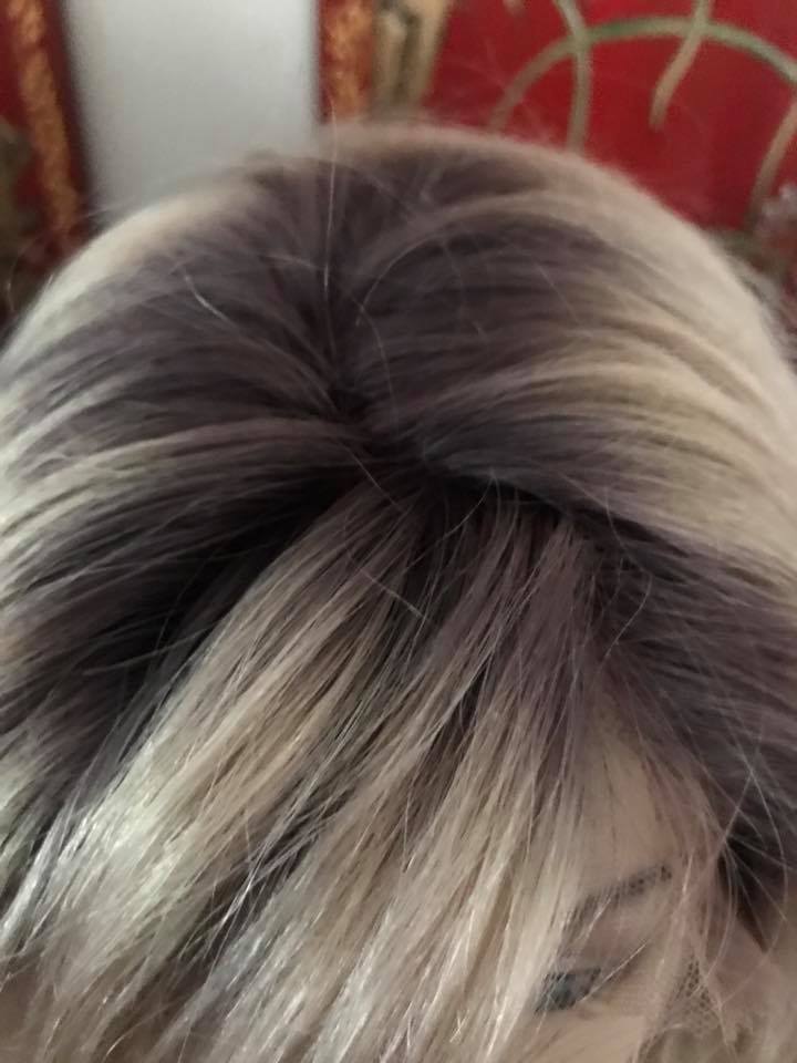 Wig ash blonde ombré 100% Brazilian human hair wig lace frontal ...