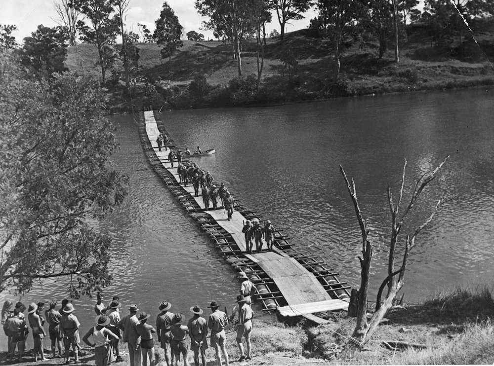 Vintage Queensland - Improvised bridge over the Brisbane River, Moggill ...