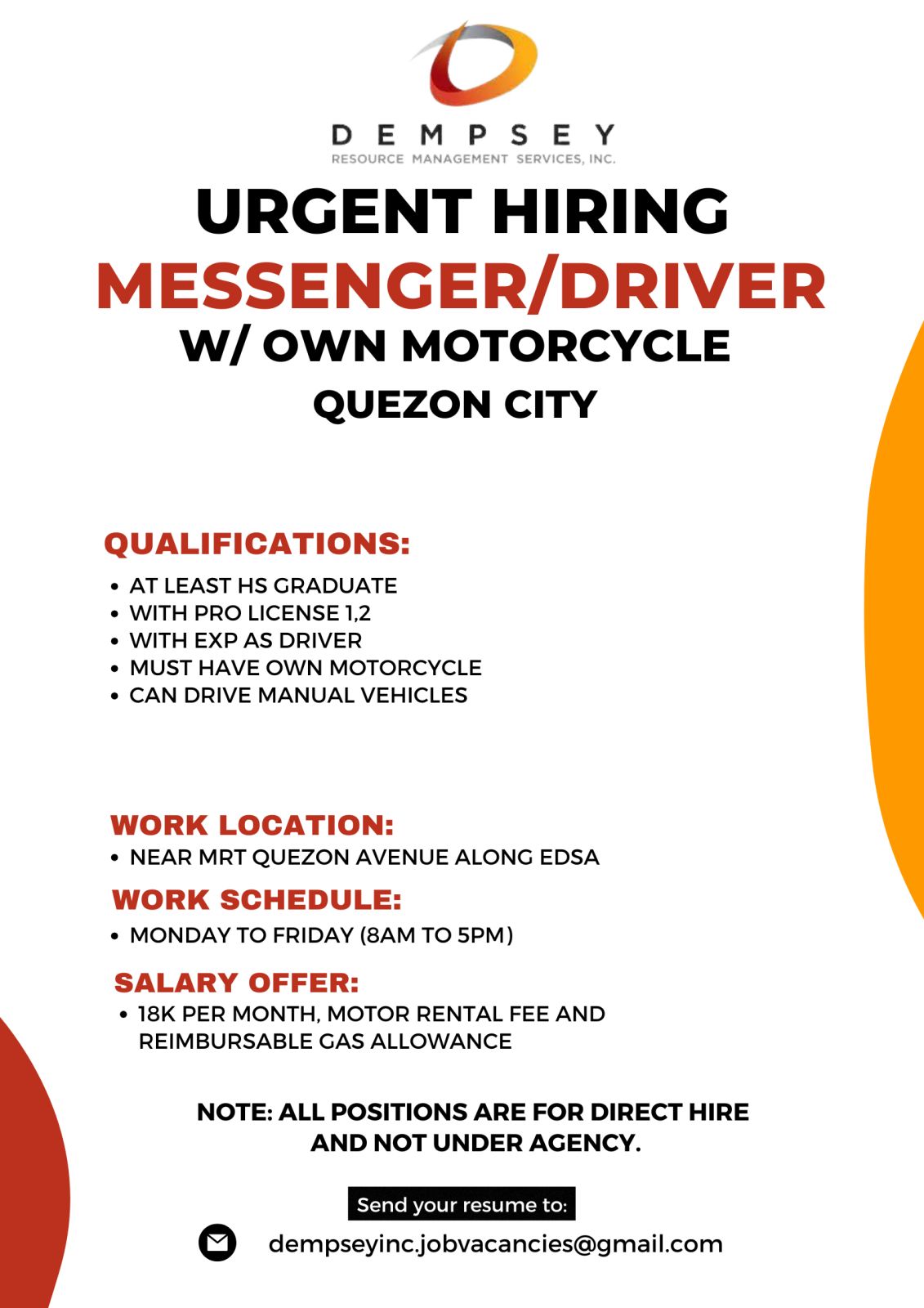 Delivery Rider/Messenger/Courier JOB HIRING | 📣 **URGENT HIRING | Facebook