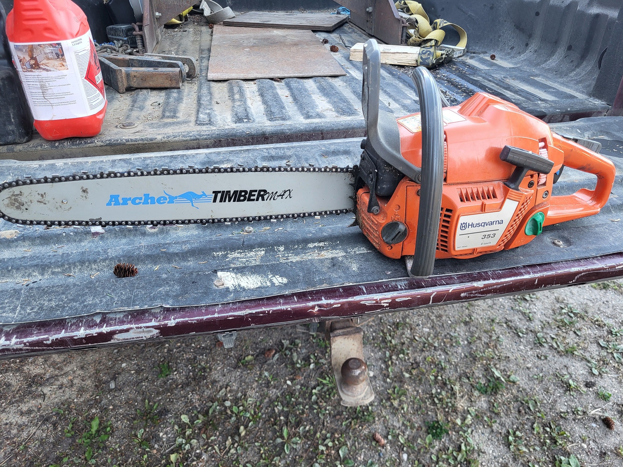Husqvarna 353 etec saw with china muffler and 20 inch bar
