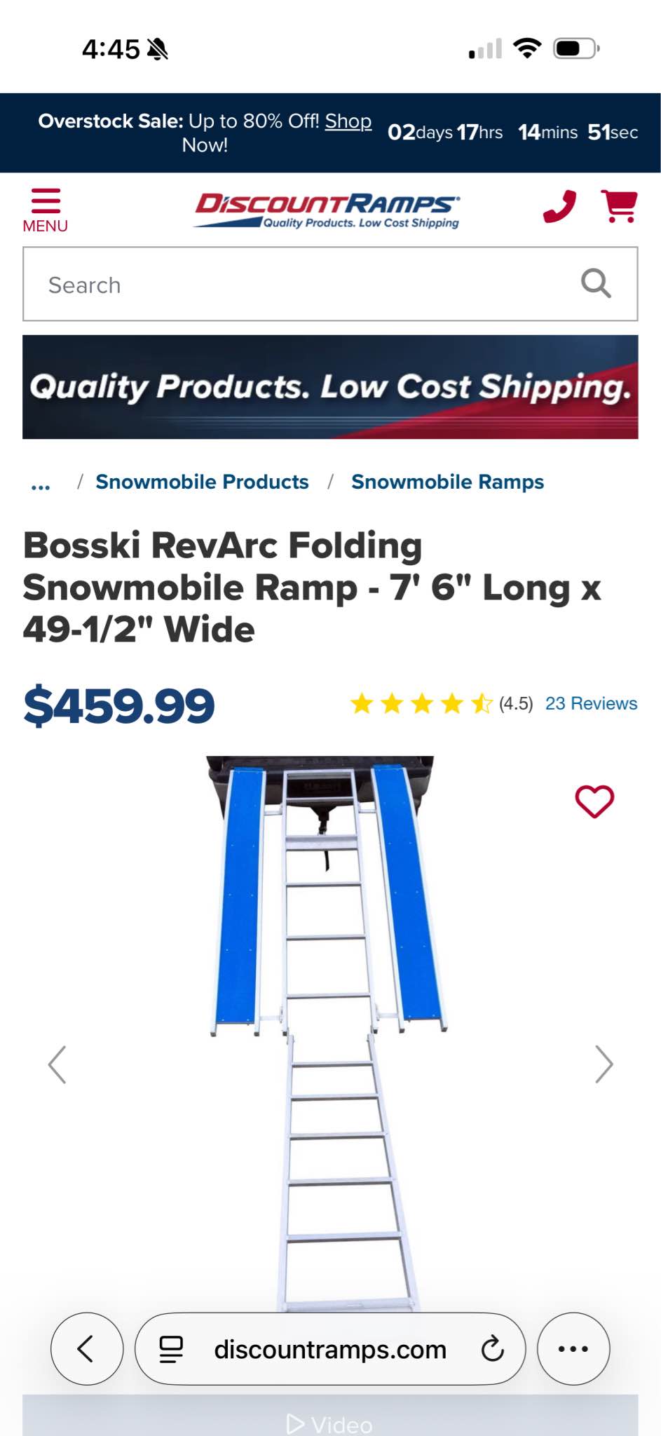 Bosski RevArc Folding Snowmobile Ramp 7' 6