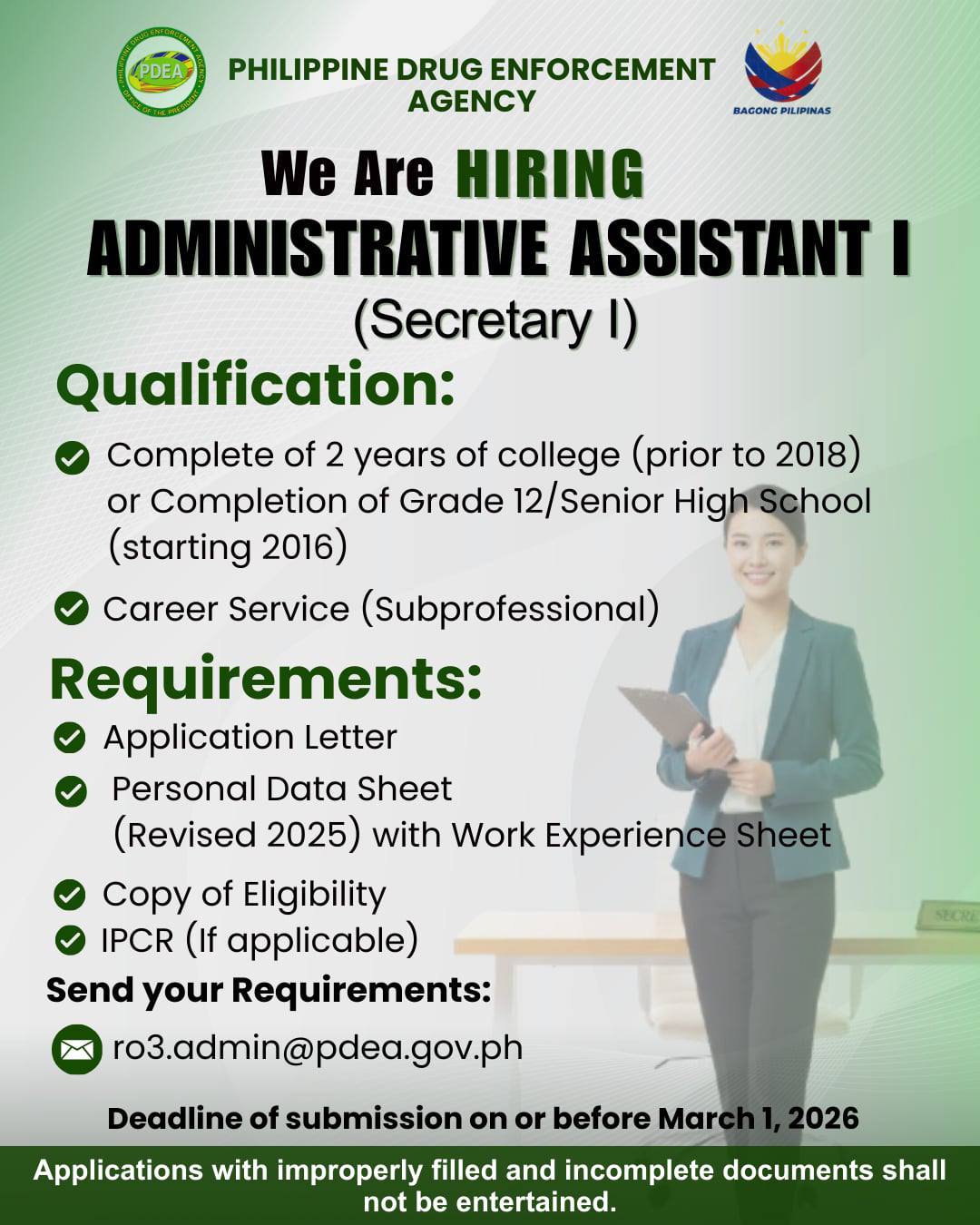 Pdea Region III - 📢 HIRING ALERT: PDEA REGION 3 IS LOOKING... | Facebook