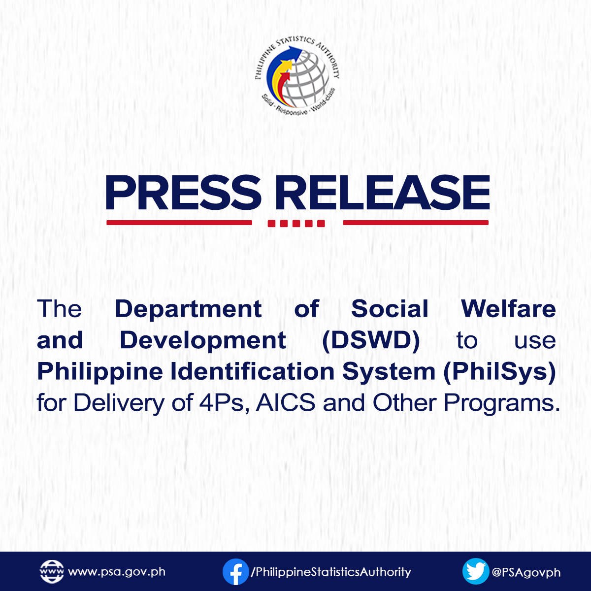 DSWD to use PhilSys for... - Philippine Statistics Authority | Facebook