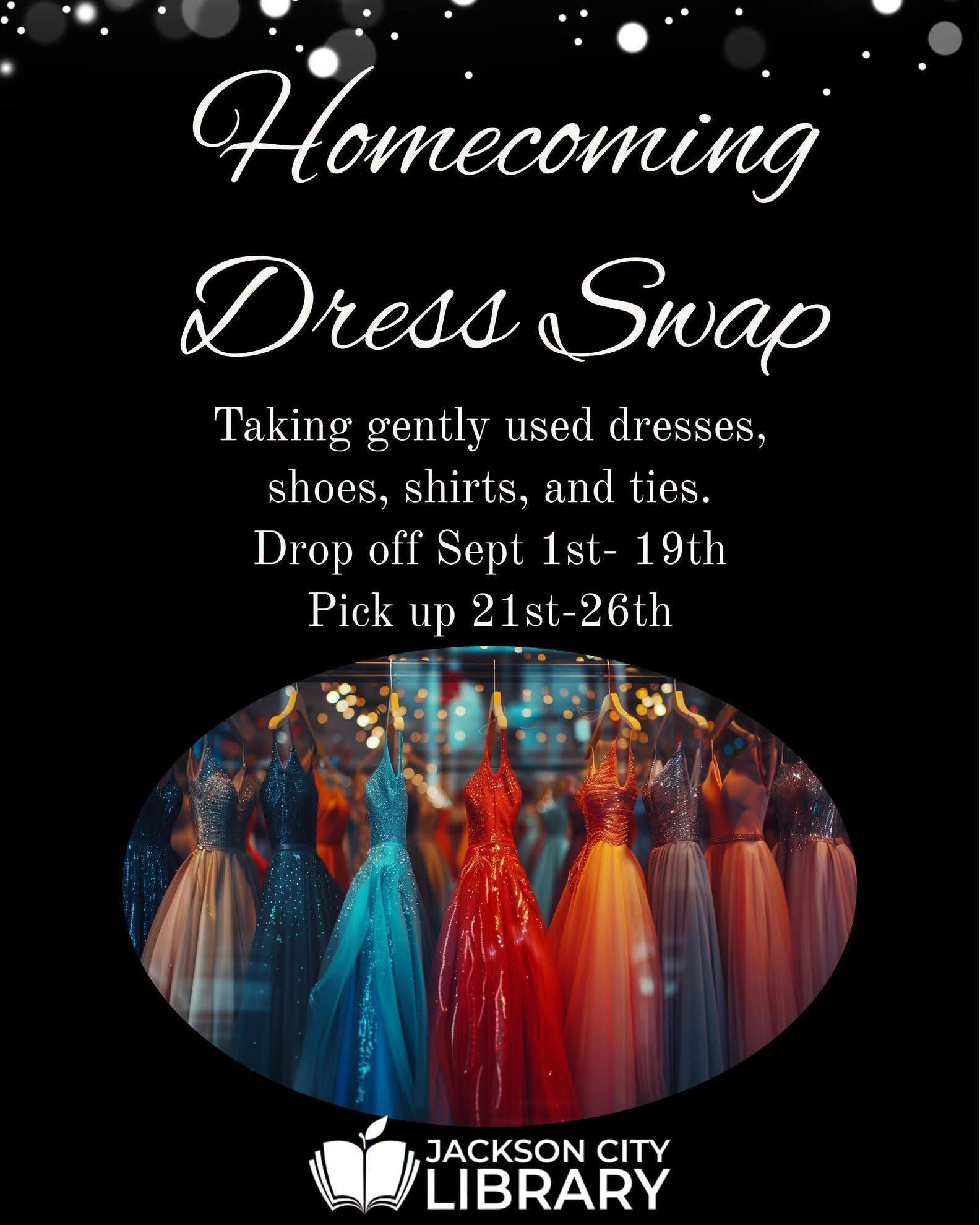 second hand homecoming dresses Jackson City Library dress swap from September 1st to 19th LowStock:42103224795187