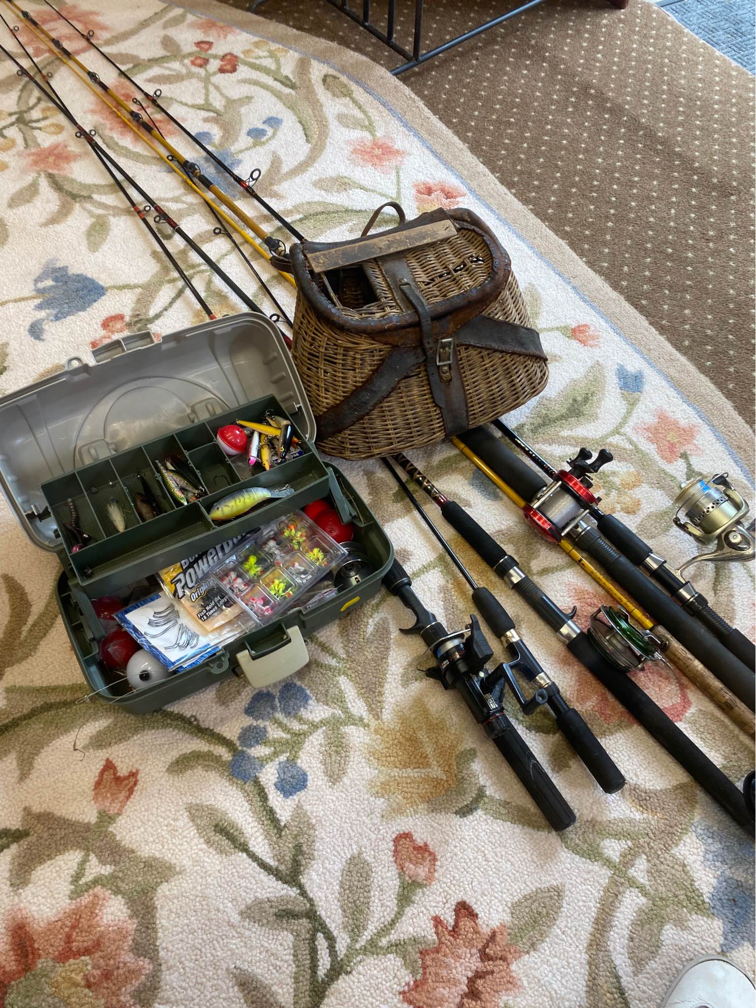 Vintage Fishing Creel and Lures/Rods and Reels Lot - Fishing - Centre ...