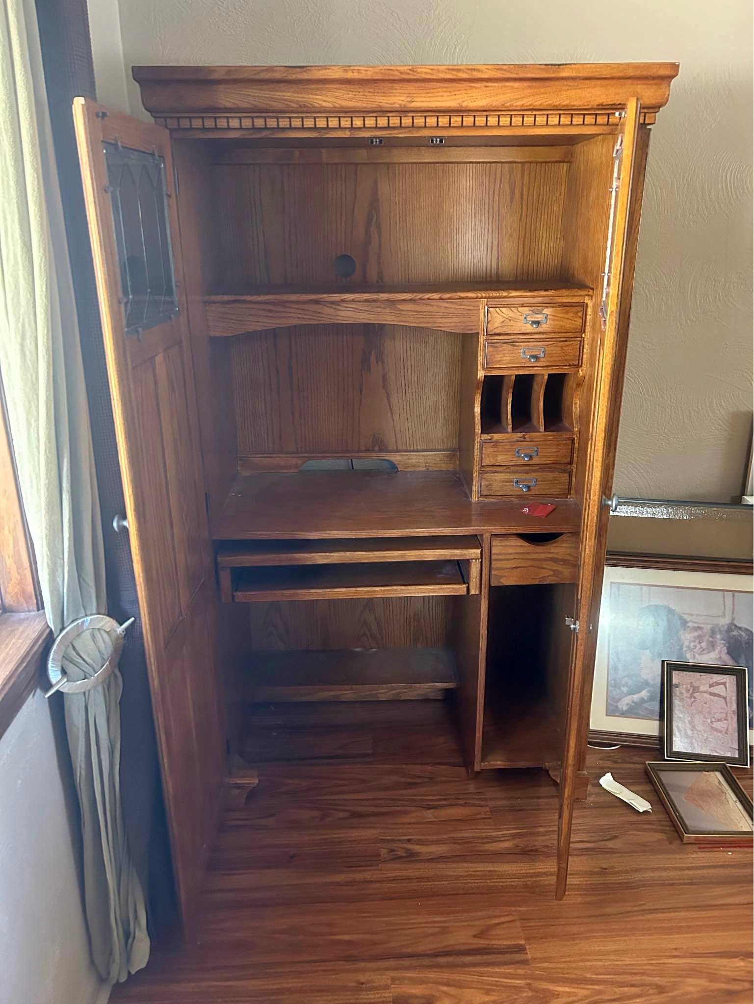 Oak Computer Armoire Desk - Armoires & Wardrobes - Oakmont
