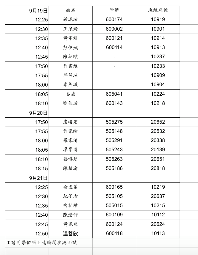 延平學生會 YPSC - 學生會面試時間已確定，請各位同學注意，地點中午時間在閱覽室的晤談室，放學時間在高二四班教室。... | Facebook