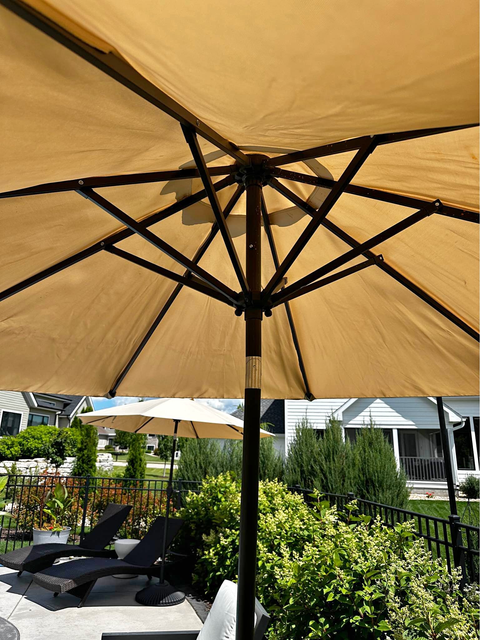 brown patio umbrella madison wi Best Choice Products 10ft Solar Polyester LED Lighted w/Tilt Adjustment and UV-Resistant Fabric tall and provides plenty of shade on hot summer days JUSTLET 8'x10' Rectangular Outdoor Patio