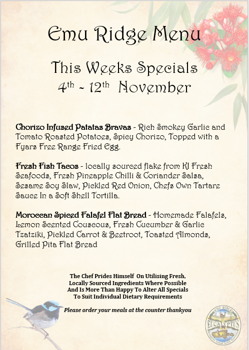 Our New Menu rolls... - Emu Ridge Eucalyptus Oil Distillery