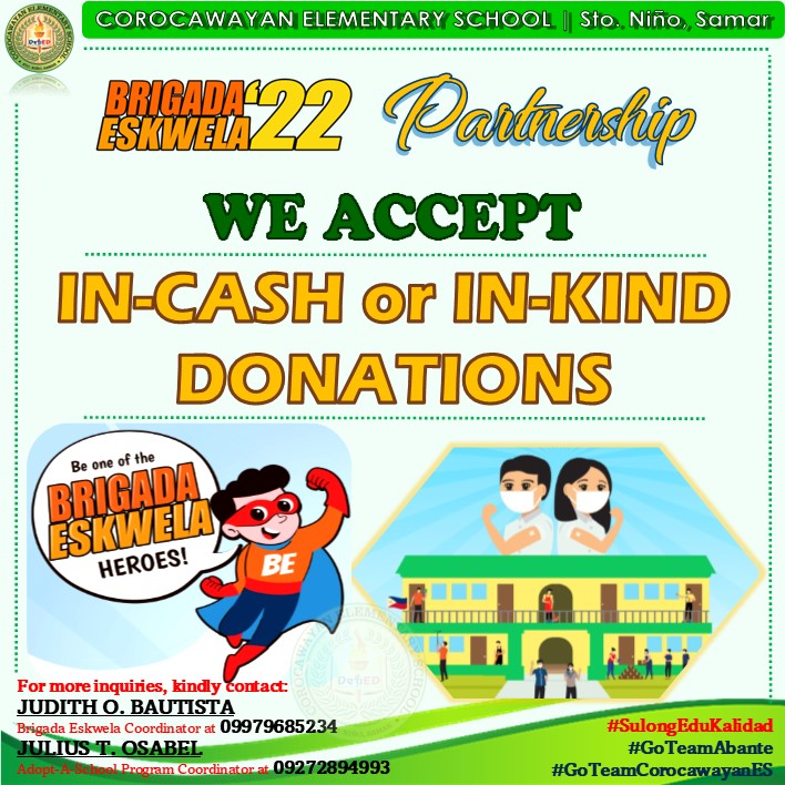 Corocawayan - Be ONE of our Brigada Eskwela HEROES and full pledge ...