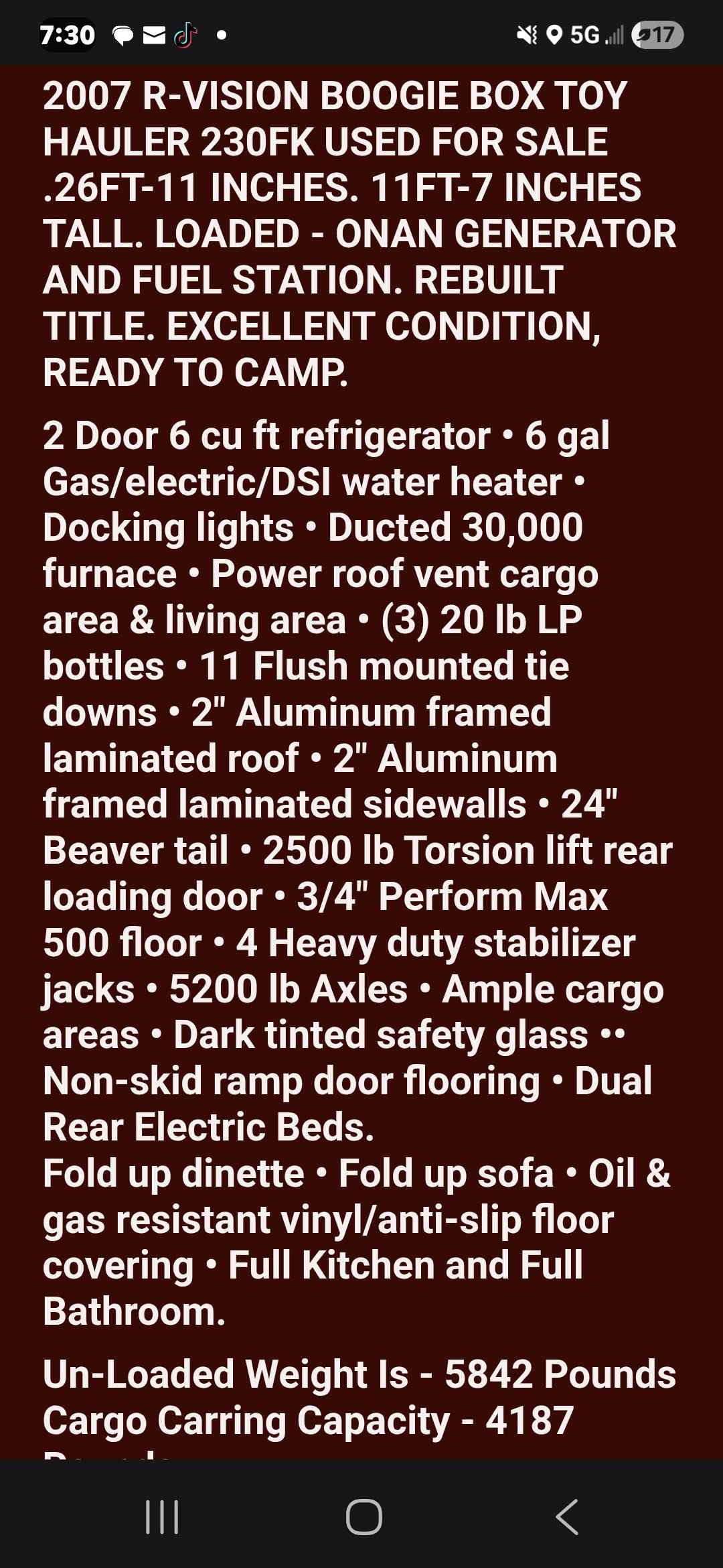 Camper Toy Hauler R-Vision Boogie Box - RVs & Campers - Brandon ...
