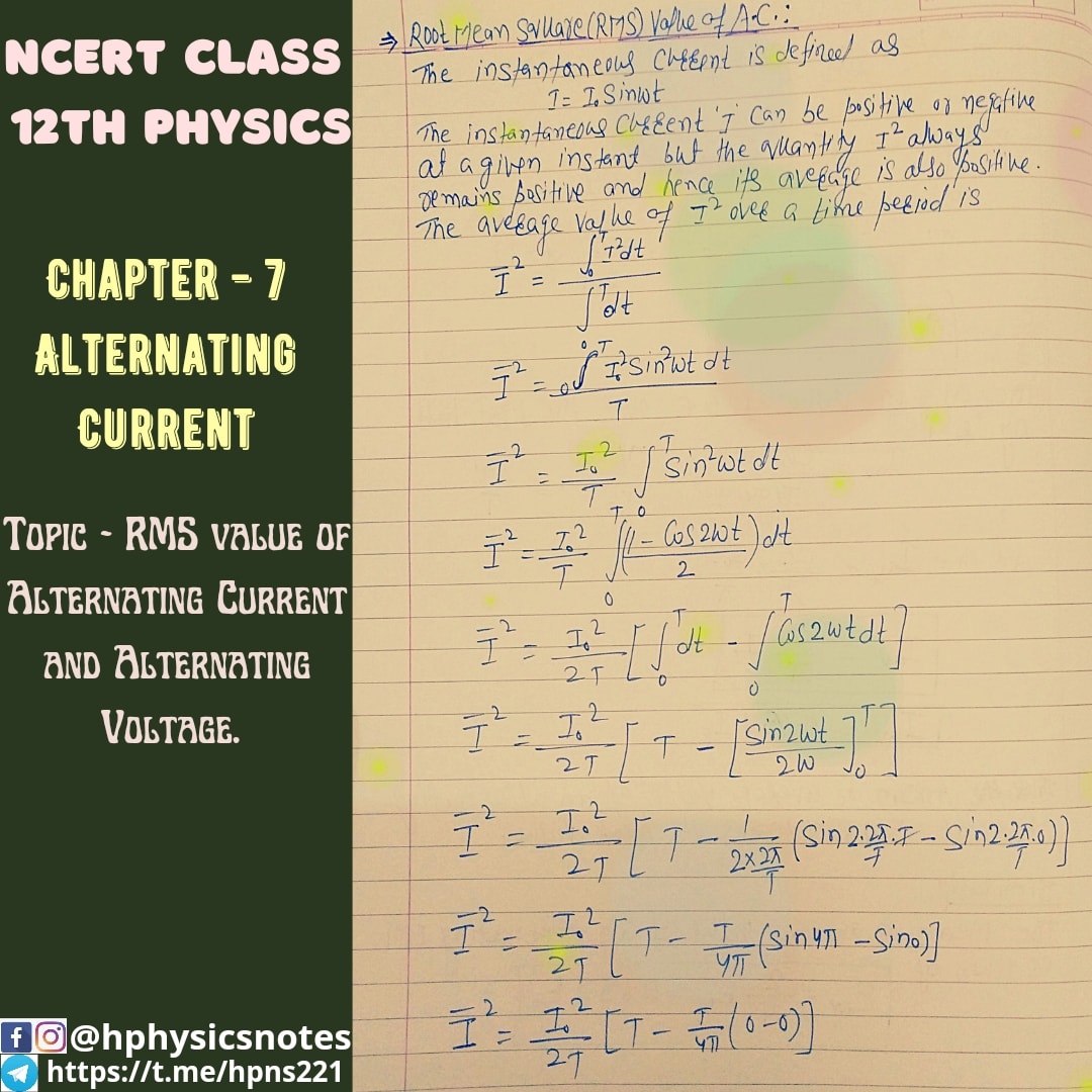 Ncert Class 12th Physics CH-7:... - Handwritten Physics Notes | Facebook