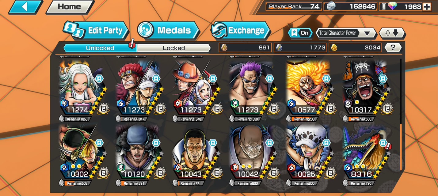 30 EX all new, 3K gold frags, 2K diamonds on Android and 154 HB