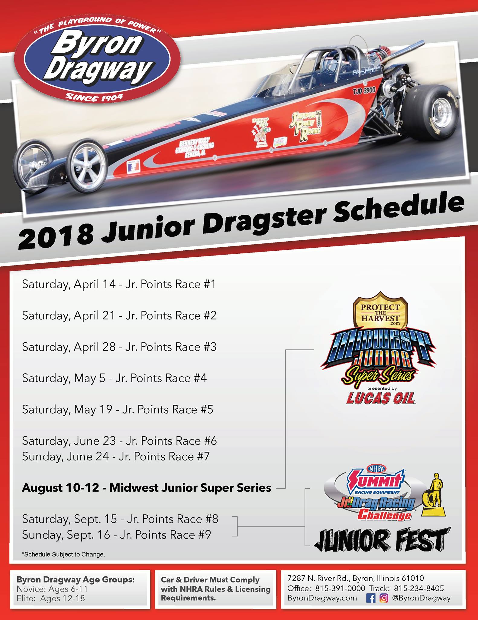 Floeter Racing - Here is our byron 2018 Jr Drags race dates | Facebook