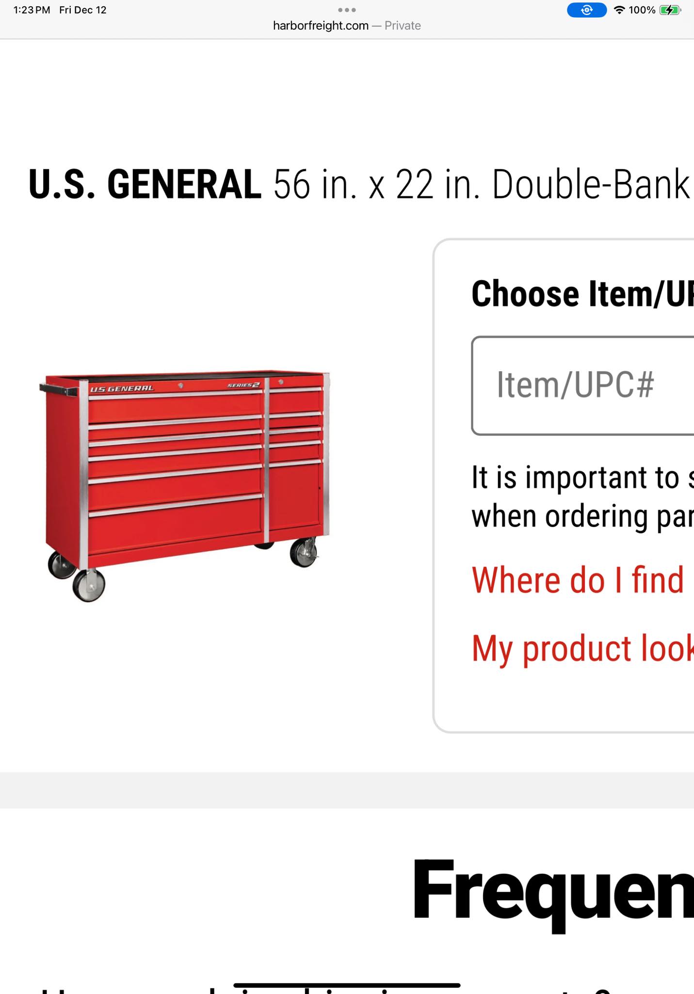 Does anyone have the drawer slide sku/PN or UPC for S2 56“ double 