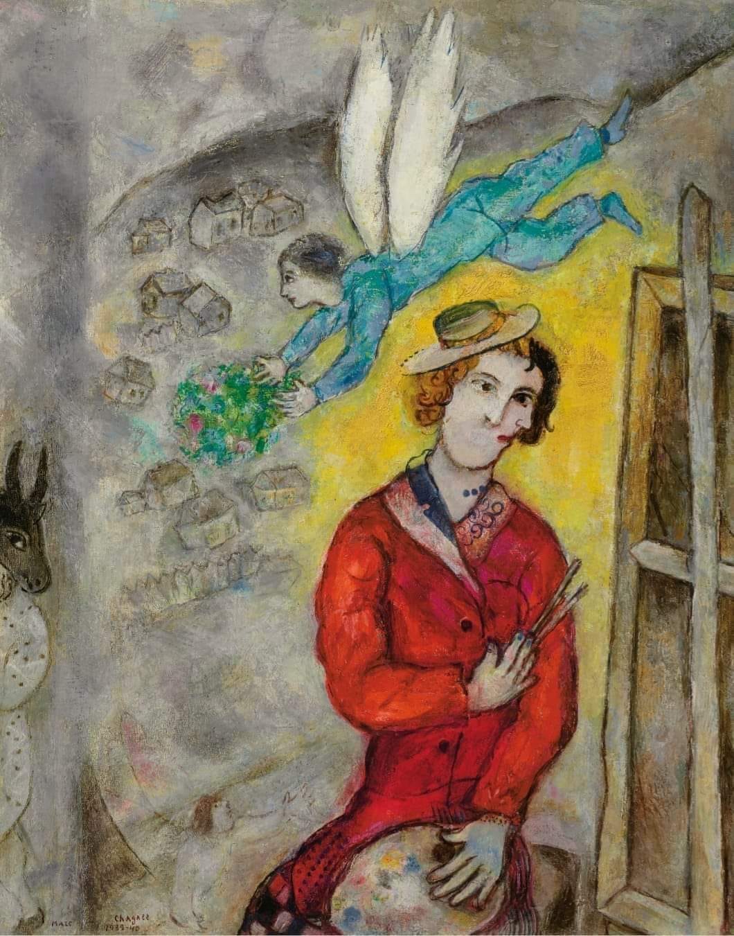 Marc Chagall - Self-Portrait with Palette, 1917. Oil on canvas