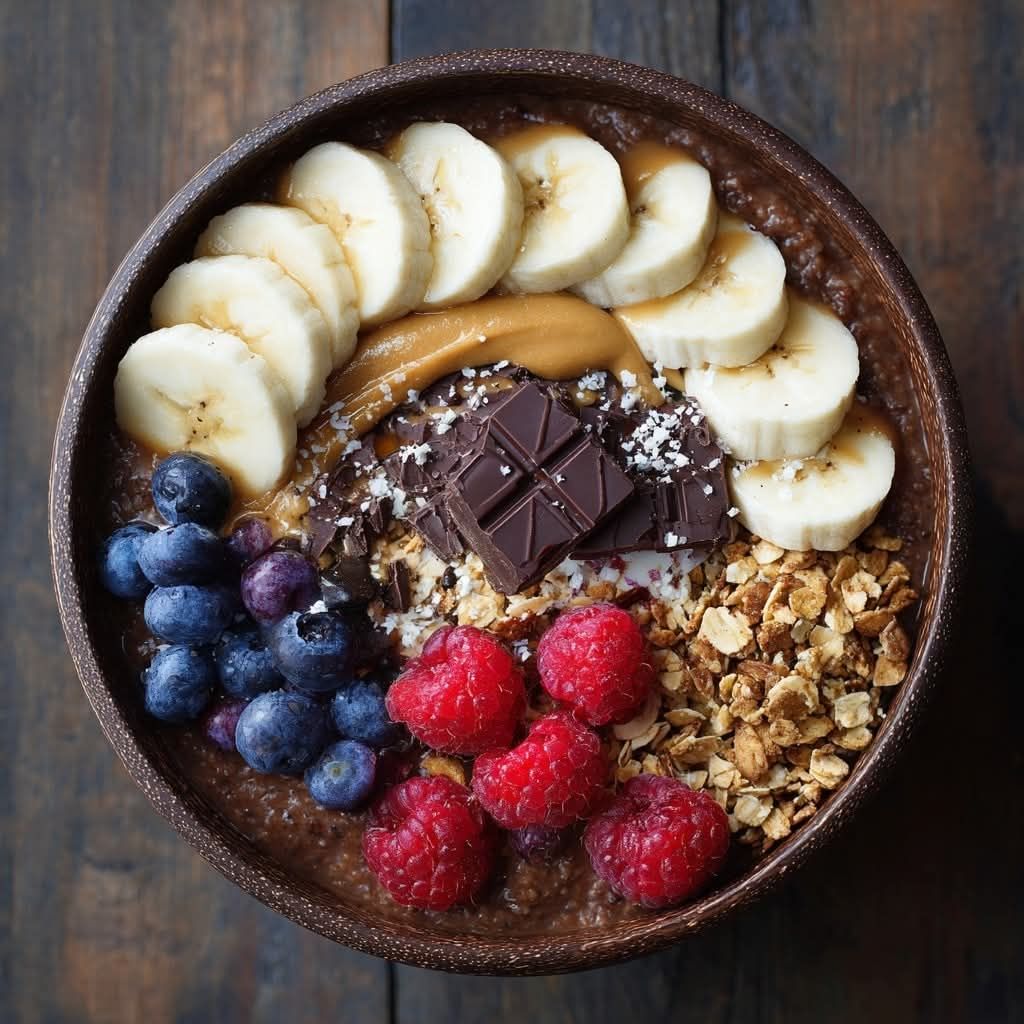 Picture of Meals and cooking recipes! | 🍫🍌 Chocolate Banana Berry Oatmeal Bowl ...