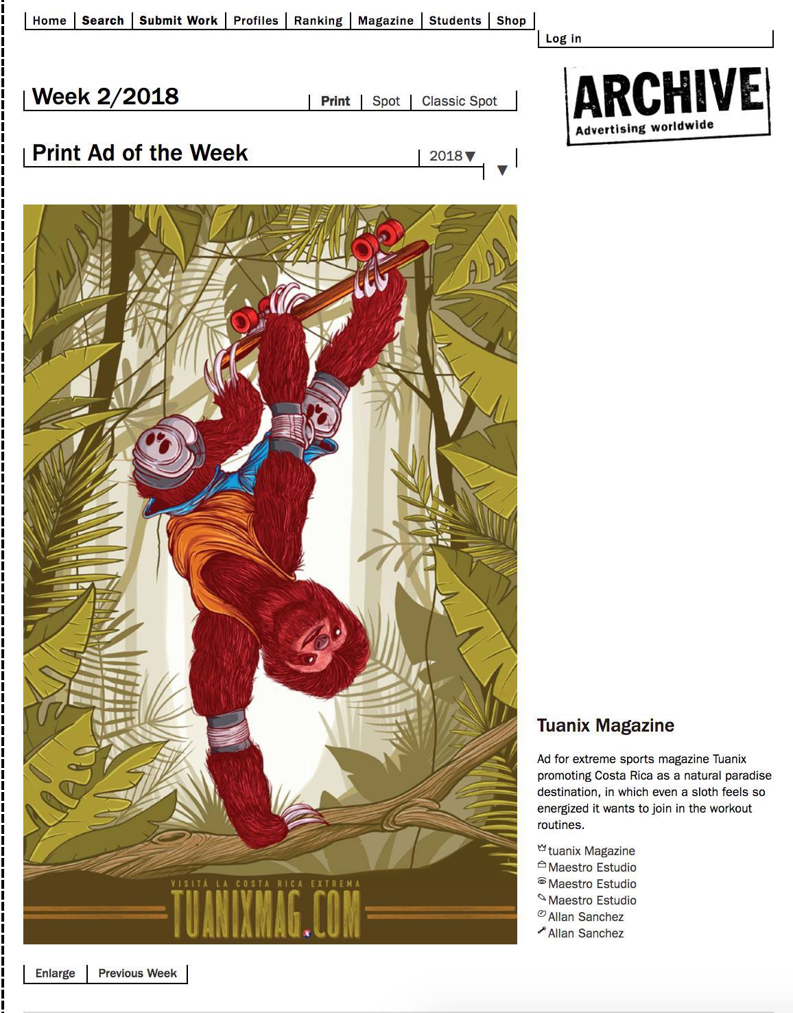 Tuanix Magazine - El sloth es el AD of THE WEEK :)