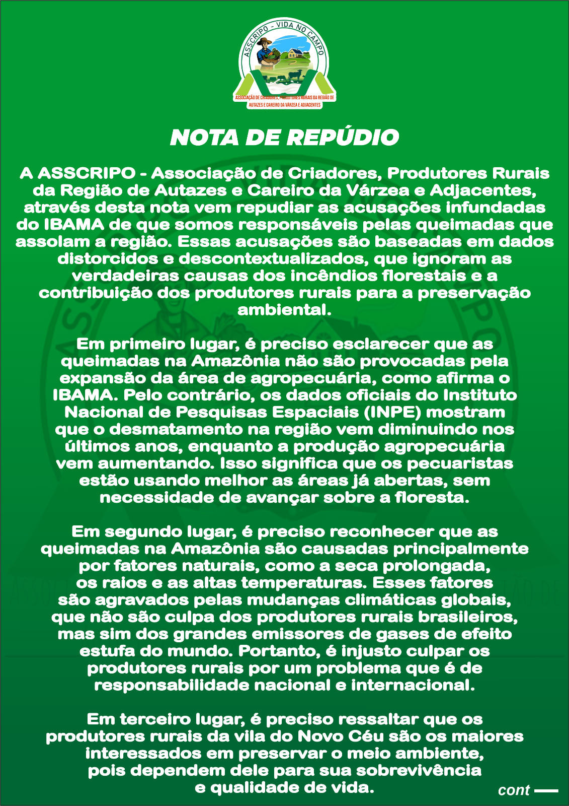 CARTA DE REPUDIO DO POVO MURA DE CARIERO DA VÁRZEA A Organização de ...