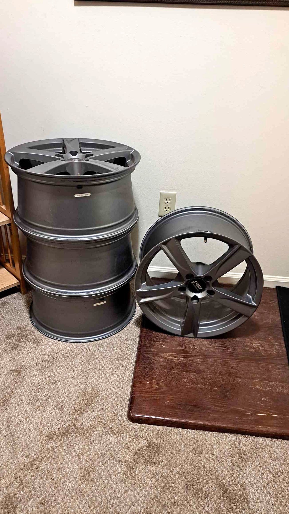 Sport Edition 17x8 Rims 5 spoke Wheels 5x112 Bolt Pattern Titanium Grey ...
