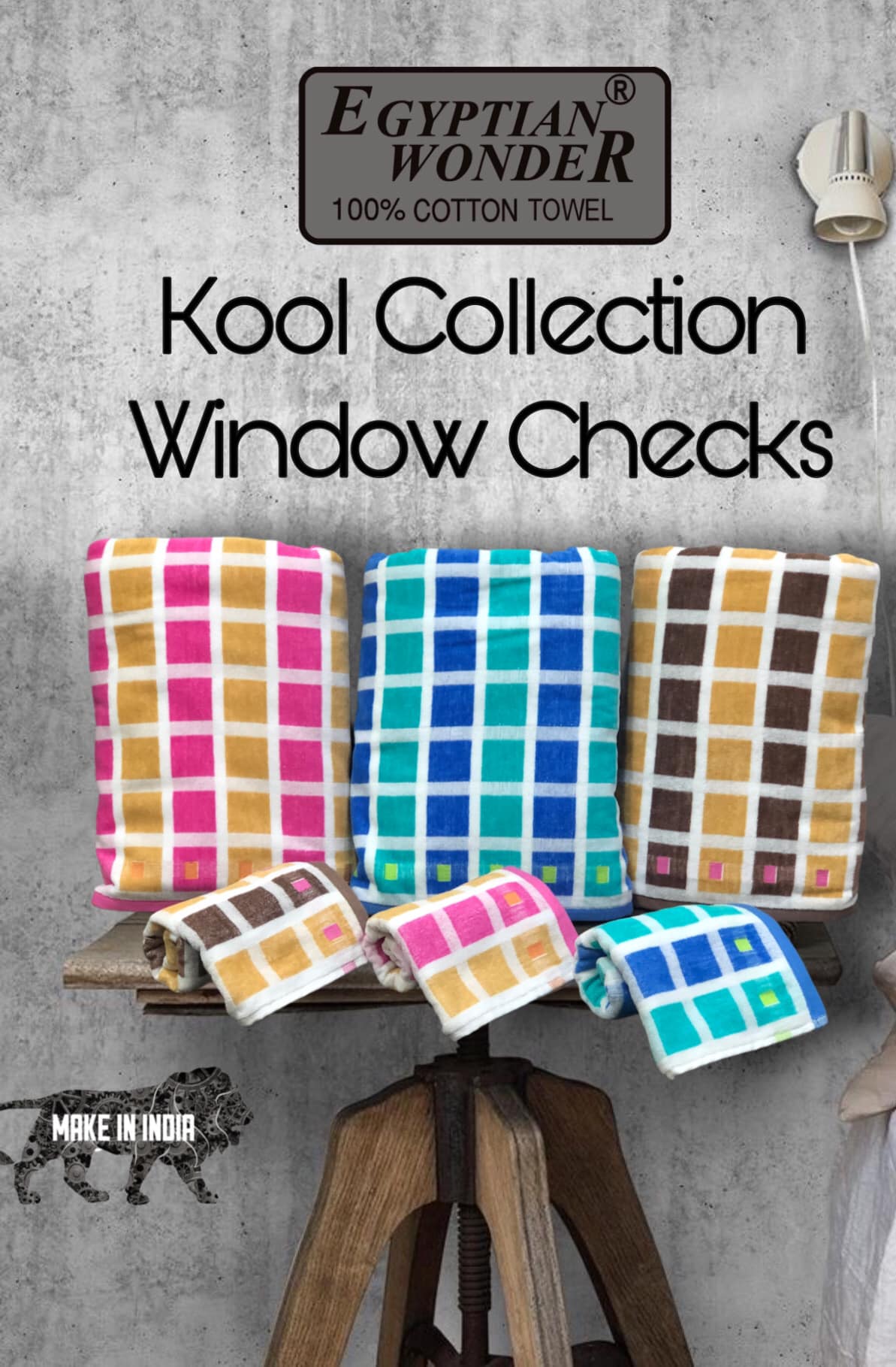 Egyptian - Kool Collection - Window Checks 100% Cotton Bath & Hand ...