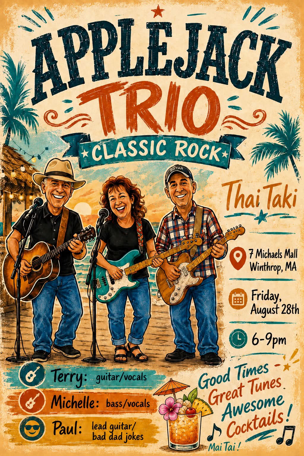 Enjoy wonderful food, cocktails & tunes! The Applejack Trio starts